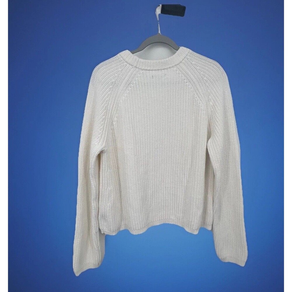 Quince 100% Organic Cotton Fisherman Crew Sweater Ivory Size L Preppy Classic - Picture 2 of 9